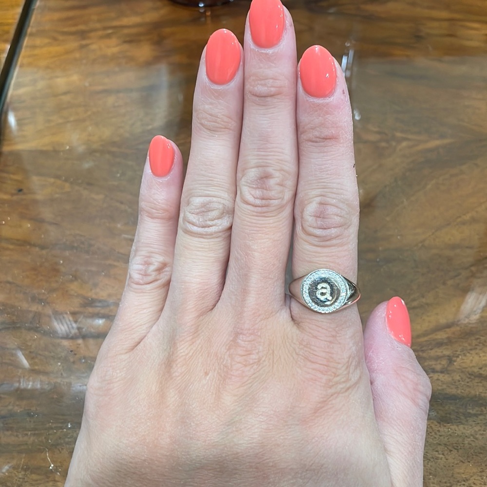 “A” signet ring with stones